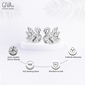 giva manalis shining swan cubic zirconia sterling silver stud earring