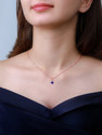 GIVA Rose Gold Blue Velvet Pendant With Link Chain Rhodium Zircon Silver Pendant