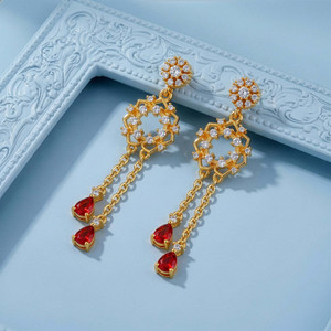GIVA Silver Golden Hecate Dangler Earrings Zircon