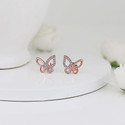 GIVA Sterling Silver Rose Gold Zircon-Studded Butterfly Earrings for Women and Girls Zircon Sterling Silver Stud Earring