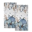 Giwawa Autumn Blue Pumpkin Hand Towels Fall Harvest Bath Face Fingertip Towel Set of 2 Soft Absorbent Dish Cloth for Kitchen Bathroom Hotel Decor