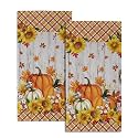 Giwawa Autumn Pumpkin Hand Towels Sunflower Wood Dish Towels Set of 2 Thanksgiving Soft Absorbent Fingertip Bath Towel for Bathroom Gym Home Decor