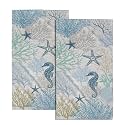 Giwawa Blue Coral Hand Towels Set of 2 Sea Horse Decorative Bathroom Towels Super Soft Absorbent Towels for Yoga Gym Spa Kitchen 28x14 Inch