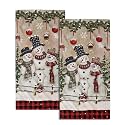 Giwawa Christmas Snowman Hand Towels Set of 2 Red Buffalo Plaid Bath Towels Winter Decorative Soft Absorbent Towels for Bathroom Kitchen Hotel