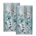 Giwawa Daisy Floral Hand Towels Teal White Flower Guest Towel Set of 2 Soft Absorbent Fingertip Towels for Bathroom Home Sports Gym Decor