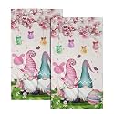 Giwawa Easter Gnome Hand Towels Set of 2 Floral Eggs Bunny Bath Towels Spring Holiday Decorative Soft Guest Face Towel Thin Kitchen Dish Towels
