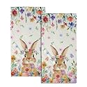 Giwawa Easter Rabbit Hand Towels Set of 2 Spring Flower Decorative Fingertip Face Towels Soft Absorbent Dish Towel for Kitchen Bathroom Gym Spa