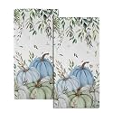 Giwawa Fall Blue Pumpkin Hand Towels Set of 2 Autumn Harvest Bathroom Towel Soft Absorbent Kitchen Hotel Spa Gym Towel Thanksgiving Decor Gifts