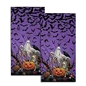 Giwawa Halloween Pumpkin Hand Towels Spooky Ghost Bat Bath Fingertip Towel Set of 2 Soft Absorbent Kitchen Dish Wash Cloth Holiday Bathroom Decor
