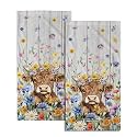 Giwawa Highland Cattle Hand Towels Set of 2 Watercolor Floral Decorative Kitchen Washcloths Soft Absorbent Bathroom Towels for Hotel Spa Gym Sport