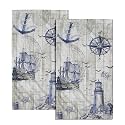 Giwawa Nautical Lighthouse Hand Towels Set of 2 Sailboat Anchor Decorative Bath Towels Kitchen Dishcloth Soft Face Towel for Home Gym Hotel Spa