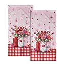 Giwawa Rose Vase Hand Towels Set of 2 Romantic Floral Soft Absorbent Hand Bath Towel Holiday Dish Cloth for Home Kitchen Bathroom Spa Guest Decor