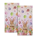 Giwawa Spring Bunny Hand Towels Set of 2 Easter Egg Decorative Dish Towel Soft Absorbent Holiday Fingertip Bath Towel for Kitchen Face Gym Hotel
