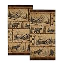 Giwawa Vintage Bear Deer Hand Towels Set of 2 Forest Cabin Face Bath Fingertip Towel Soft Absorbent Dish Wash Cloth Kitchen Bathroom Home Decor