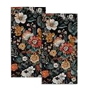 Giwawa Vintage Floral Hand Towels Set of 2 Boho Flower Dish Towels Soft Bath Towels Absorbent Guest Face Towel for Gym Kitchen Home Bathroom Decor