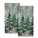 Giwawa Winter Pine Tree Hand Towels Set of 2 Red Bird Decorative Bath Towel Soft Highly Absorbent Kitchen Tea Dish Towels for Bathroom Spa Gym