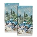 Giwawa Winter Snowman Blue Hand Towels Xmas Truck Fingertip Face Towel Set of 2 Soft Absorbent Kitchen Dish Cloth Bathroom Home Hotel Decorations