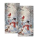 Giwawa Winter Snowman Hand Towels Set of 2 Red Bird Berry Decorative Fingertip Towel Soft Absorbent Bath Towels for Bathroom Kitchen Hotel Spa