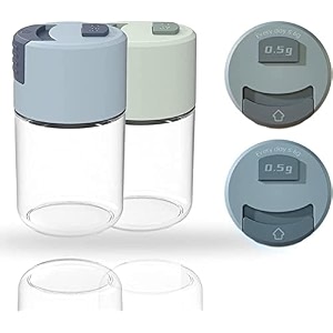 glass salt and pepper shakers with press button lid  salt amp pepper dispensershaker  seasoning shaker spice salt paprika pepper cumin powder sugar dispenser multicolor  pack of 2