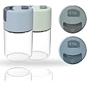 Glass Salt and Pepper Shakers with Press Button Lid | Salt & Pepper Dispenser/Shaker | Seasoning Shaker Spice Salt Paprika Pepper Cumin Powder Sugar Dispenser (Multicolor | Pack of 2)
