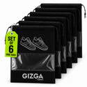 Gizga Essentials Shoe Bags for Travel & Storage, Reusable Footwear Organizer Pouches - Pack of 6 (Black)