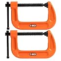 GIZMO C-Clamp, C Clamps Set, Heavy Duty G-Clamp With Chrome Plated Screw Pack of 2 (3 Inch)