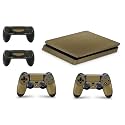 giZmoZ n gadgetZ PS4 Slim Console Metallic Gold Colour Skin Decal Vinal Sticker + 2 Controller Skins Set