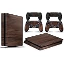 giZmoZ n gadgetZ PS4 Slim Console Wood Skin Mahogany Decal Vinal Sticker + 2 Controller Skins Set