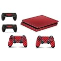 giZmoZ n gadgetZ PS4 Slim Console Carbon Red Colour Skin Decal Vinal Sticker + 2 Controller Skins Set