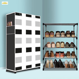 gk-jlpv 4 tier foldable shoe rack  space saver universal for entry bedroom  balcony plastic metal collapsible shoe stand
