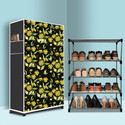 GK-JLPV 4 Tier Foldable Shoe Rack – Space Saver, Universal for Entry, Bedroom & Balcony Plastic, Metal Collapsible Shoe Stand (Daisy Floral Modern Printed(A4), 4 Shelves, DIY(Do-It-Yourself))