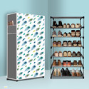 GK-JLPV 6 Tier Foldable Shoe Rack – Space Saver, Universal for Entry, Bedroom & Balcony Plastic, Metal Collapsible Shoe Stand (Peacock Feather Modern Print(A6), 6 Shelves, DIY(Do-It-Yourself))