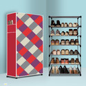 GK-JLPV 6 Tier Foldable Shoe Rack – Space Saver, Universal for Entry, Bedroom & Balcony Plastic, Metal Collapsible Shoe Stand