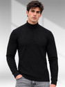 GK ROOTS Striped Men Turtle Neck Black