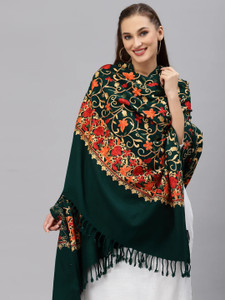gk villa wool embroidered women shawl