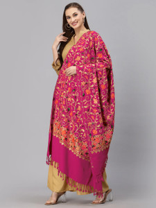 gk villa wool embroidered women shawl
