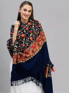 gk villa wool embroidered women shawl