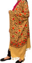 GK VILLA Wool Embroidered Women Shawl (Beige)