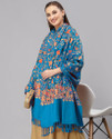 GK VILLA Wool Embroidered Women Shawl (Blue)