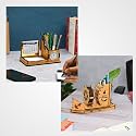 GKD Desk Organizer with Clock &amp; Calendar &amp; Coaster stand combo decorative Table Accessories with 2024 Calendar Wooden Pen Stand with Clock Corporate Gift (Combo Ecofriendly)