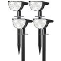 GKGG Solar Lights Outdoor Waterproof IP65, Solar Powered 76 LED 3 Lighting Modes Solar Spot Lights Outdoor for Yard Garden Landscape Pathway (Cool White, 4 Pack)