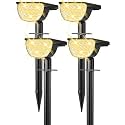 GKGG Solar Lights Outdoor Waterproof IP65, Solar Powered 76 LED 3 Lighting Modes Solar Spot Lights Outdoor for Yard Garden Landscape Pathway (Warm White, 4 Pack)