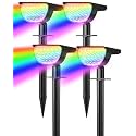GKGG Solar Spot Lights Outdoor, IP65 Waterproof RGB Color Changing Solar Landscape Lights with 7 Lighting Modes for Yard, Garden, Trees, Pathway &amp; Halloween Decorations Outdoor (Multicolor, 4 Pack)