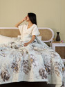 GKM Printed Double Dohar for  AC Room (Cotton, Grey, Blue)