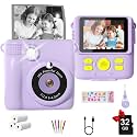 GKTZ Kids Camera Instant Print - 1080P HD Digital Camera,Toddler Cameras with 32GB Card,Fast Thermal Printing, Christmas Birthday Gift for Girls &amp; Boys Ages 3-16, Purple - PRO