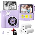 GKTZ Kids Camera Instant Print - 2.4" Eye-Care Digital Video Camera for Toddlers &amp; Kids Ages 3-12, with 3 Rolls Paper &amp; 32GB SD Card, 1080P, 18 Frames, Birthday Christmas Valentines Gifts for Girls