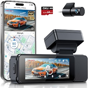 gku dash cam front and rear 4k1080p dashcam for car built-in 5g wifi gps 64gb sdcard included touch screen 318 inch 24h parking monitoring wdr super night vision d700-in