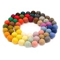 Glaciart One Felt Pom Pom, Wool Balls (60 Pieces) 1.5 cm – 0.6 Inch, Handmade Felted 30 Color (Red, Pink, Blue, Orange, Yellow, Gray, Black, Pastel and More) Bulk Small Puff for Felting and Garland