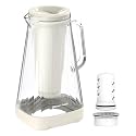 GLACIER FRESH 10 Cup Purela Glass Water Pitcher with 1.6X Flow Rate Upgraded Ultrafiltration Membrane and Activated Carbon Filter, Reduces 99% Chlorine, PFOA&amp;PFOS, Coliforms, White