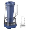 GLACIER FRESH 7 Cup Purela Glass Water Pitcher with 1 Ultrafiltration Membrane and Activated Carbon Filter, Reduces 99% Chlorine, PFOA&PFOS, Coliforms, BPA Free Materials, Blue